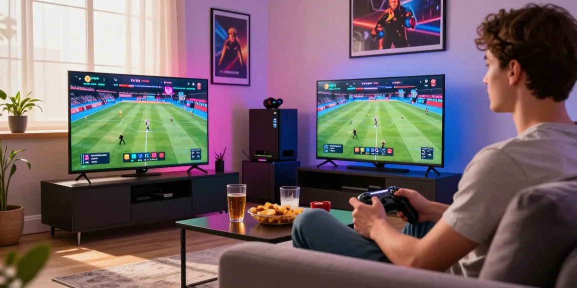 Youthful gamer enjoying the excitement of online play at http://11bet-app.net/ in a modern living room.