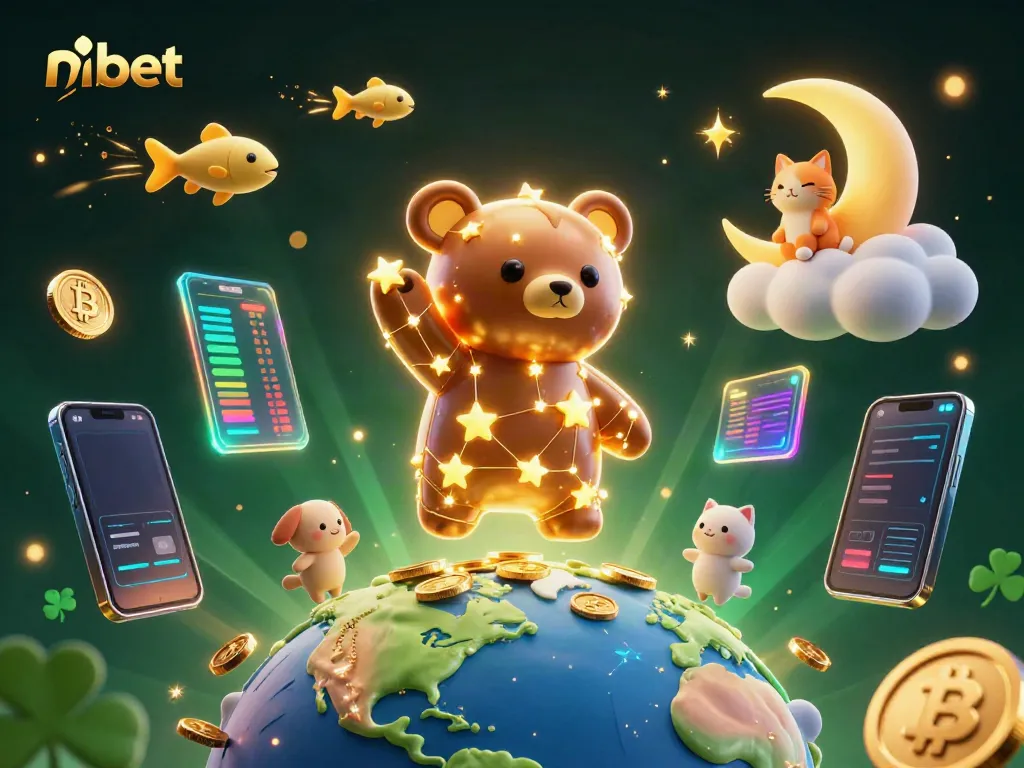 Bet and win with nbet in a vibrant, cosmic casino world filled with gold coins and crypto elements.