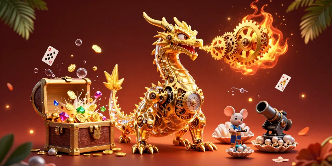 Experience the thrill of sunwin with a captivating 3D illustration featuring a golden dragon and treasure elements