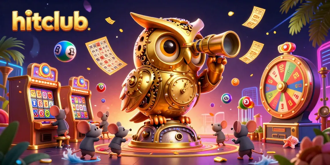 Experience the thrill of hitclub's dynamic casino floor with vibrant games, golden owl, and lively patrons.