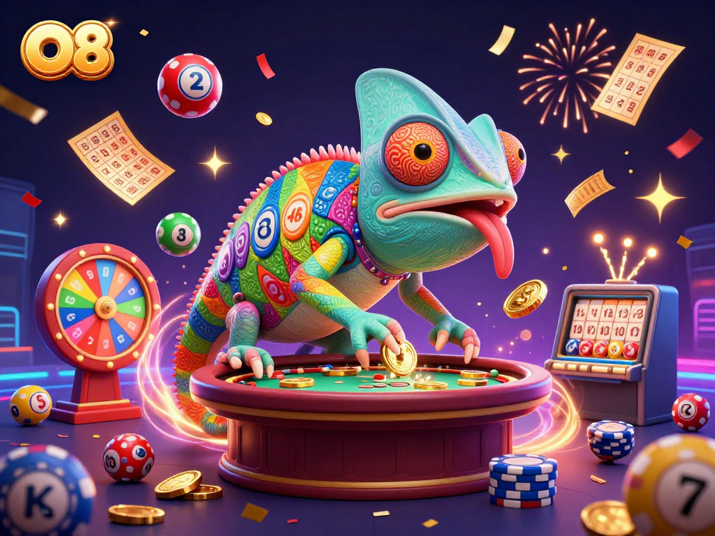 Join the excitement at O8, where the lively chameleon casino owner captivates players!