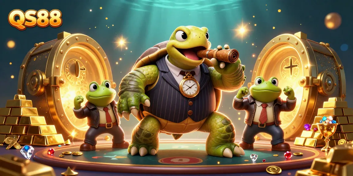 Experience exciting casino action at QS88 with a colossal snapping turtle and bullfrog enforcers.