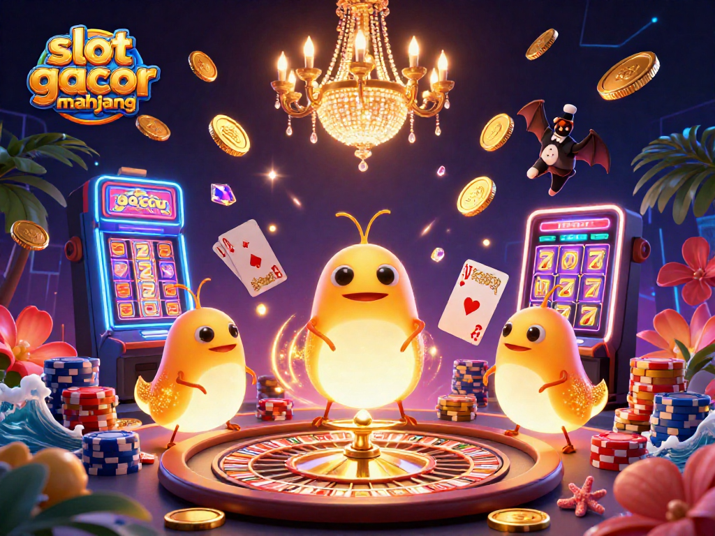 Engage with slot gacor mahjong as glowworms illuminate a lively casino filled with sparkling gems.
