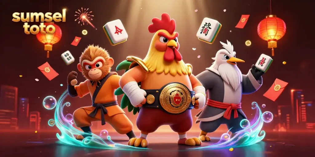 Experience the excitement of sumsel toto with animated characters and gambling elements in a vibrant casino scene.